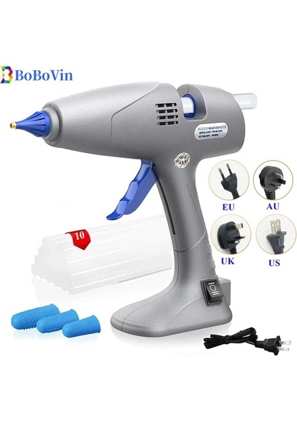 Kırmızı Au Akülü Sıcak Tutkal Tabancası, Tam Boyutlu 80 120W, Stand-Up Büyük Damlama Önleyici Çift Yüksek Sıcaklık, Craft Dıy Onarımı Için 10 Tutkal Çubukları ile (Yurt Dışından)