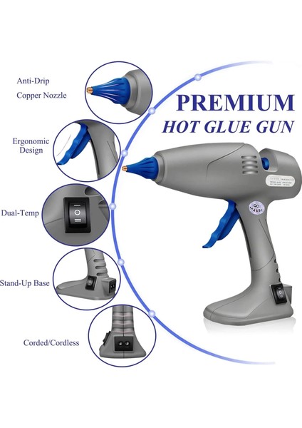 Kırmızı Au Akülü Sıcak Tutkal Tabancası, Tam Boyutlu 80 120W, Stand-Up Büyük Damlama Önleyici Çift Yüksek Sıcaklık, Craft Dıy Onarımı Için 10 Tutkal Çubukları ile (Yurt Dışından) modelleri