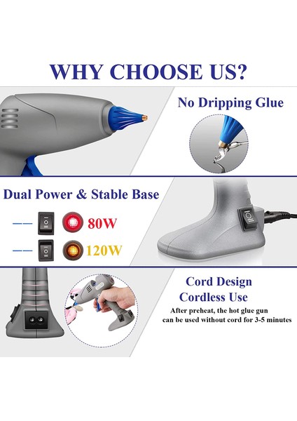 Kırmızı Au Akülü Sıcak Tutkal Tabancası, Tam Boyutlu 80 120W, Stand-Up Büyük Damlama Önleyici Çift Yüksek Sıcaklık, Craft Dıy Onarımı Için 10 Tutkal Çubukları ile (Yurt Dışından) indirimleri