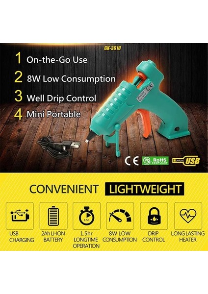 20 Adet 7X270MM Sopa Pro'skit GK-361U 3.6V 2000MAH 8W USB Li-Ion Dıy Sıcak Tutkal Tabancası Tutkal Çubukları Ev Dıy ve Yapımcısı Için (Yurt Dışından) fırsatları