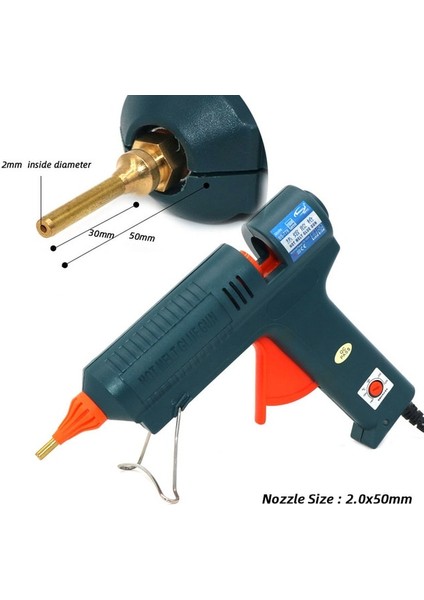 2.0X50MM 150W, Ingiltere Sıcak Tutkal Tabancası 150W Uzun Meme Ayarlanabilir Sıcaklık 11MM Tutkal Sopa Profesyonel Endüstriyel Dıy Onarım Aracı Tutkal Tabancası (Yurt Dışından)
