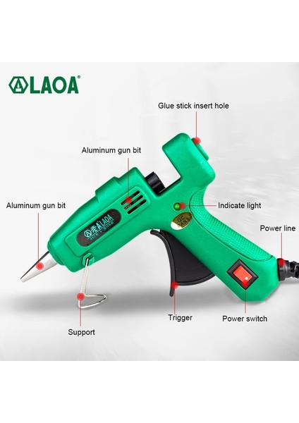 25W Tutkal Tabancası 25W, Ab Laoa 25W Çanta ile Sıcak Tutkal Tabancası 7mm Tutkal Çubukları Termo Elektrikli Isı Tabancası Sıcaklık El Sanatları Dıy Onarım Aracı Seti (Yurt Dışından)