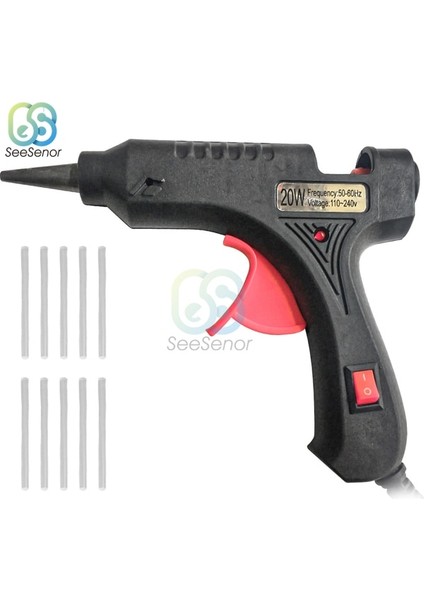 Siyah 20W, Ab Sıcak Tutkal Tabancası 20W 7mm Tutkal Çubukları ile Mini Endüstriyel Tabancalar Isı Sıcaklığı Termo Elektrikli Tamir Aracı 110V 220V (Yurt Dışından)