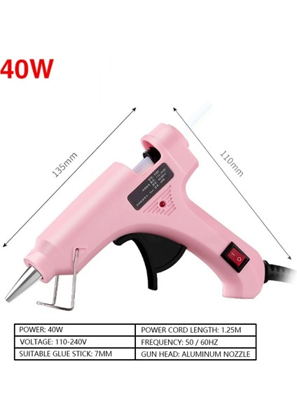 Pembe Tutkal Tabancası 40W Mini Sıcak Tutkal Tabancası 10 Adet 7mm * 190MM Tutkal Sopa Termo Elektrikli Isı Sıcaklığı Aracı Yüksek Sıcaklık Isıtıcı Tamir Dıy Aracı (Yurt Dışından)