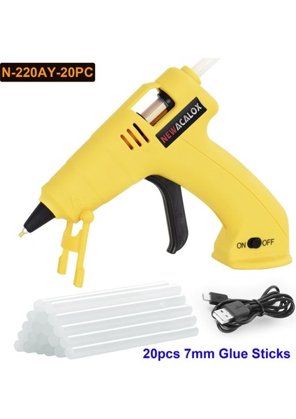 N-220AY-20PC 12W Newacalox Akülü Sıcak Tutkal Tabancası Kiti ile 100 Adet Tutkal Çubukları USB Şarj Edilebilir Tutkal Tabancası Hızlı Isıtma Çocuklar Yetişkinler Için Dıy El Sanatları (Yurt Dışından)