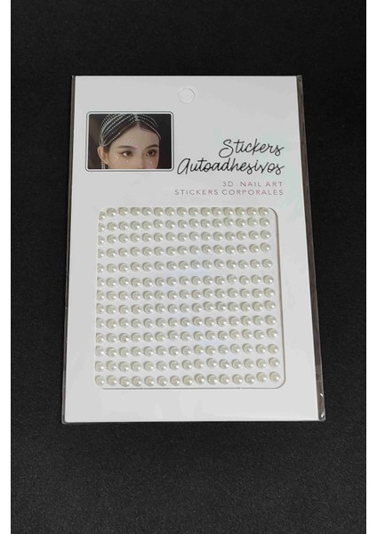 Yuvarlak Incili Model Işıltılı Yüz ve Vücut Taşları Sticker Kristal Yüz Taşları (200 Adet)