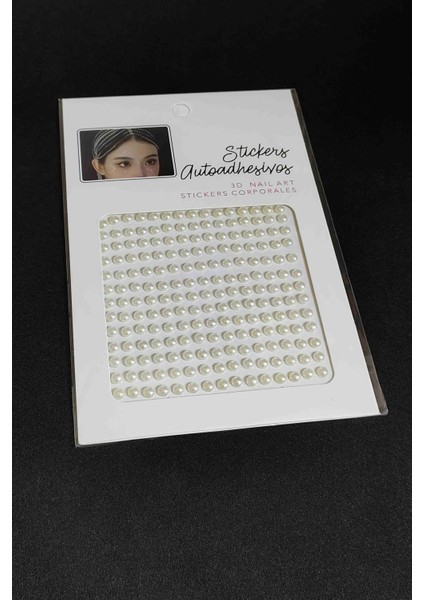Yuvarlak Incili Model Işıltılı Yüz ve Vücut Taşları Sticker Kristal Yüz Taşları (200 Adet)
