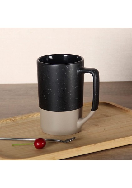 16 Oz Büyük Kahve Kupa, Iki Renk Kombinasyonu Büyük Seramik Çay Bardağı Kare Saplı Beyaz Benekli Erkekler Kadınlar Için Restoran Ev Ofis Sıcak Içecekler, Siyah (Yurt Dışından) fiyatları