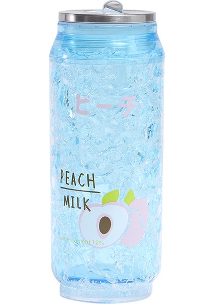 Net Kırmızı Yaratıcı Kola Can Su Bardağı Çift Katmanlı Plastik Saman Bardak Öğrenci Taşınabilir Ezilmiş Buz Bardağı Soda Bardağı Spor Su Şişesi (Açık Mavi) (Yurt Dışından)
