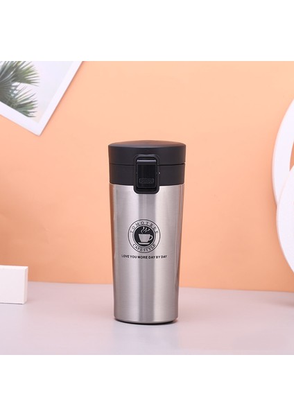Sıçrama Kapak Paslanmaz Çelik Kahve Fincanı Çift Katmanlı Büyük Kapasiteli Araba Kupa Tatil Hediyesi, 380 ml (Yurt Dışından)