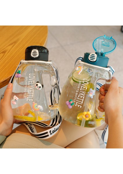 Yaz Yeni Plastik Bardak Spor Büyük Kapasiteli Spor Su Isıtıcısı Taşınabilir Açık Yüksek Sıcaklığa Dayanıklı Ton Ton Su Bardağı Açık Yeşil 2.2l (Yurt Dışından) modelleri