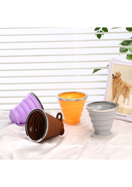 Silikon Katlanabilir Seyahat Kupası - Kapaklı Silikon Katlanır Kamp Bardağı - Genişletilebilir Içme Bardağı Seti - Taşınabilir, Dereceli [9.22OZ]（KAHVERENGI） (Yurt Dışından) modelleri