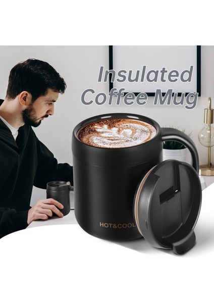 Kahve Kupa, 13 Oz Yalıtımlı Kahve Kupa Dudaklı, Paslanmaz Çelik Kahve Kupa Saplı, Yeniden Kullanılabilir Yalıtımlı Kupa, Kahve Tumbler, Çay Bardakları. (Yurt Dışından) fiyatları