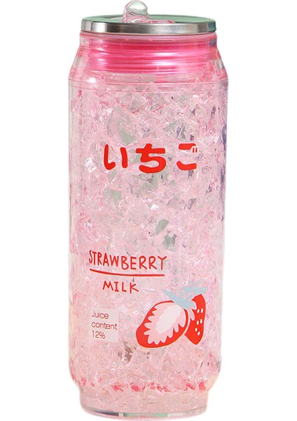 Net Kırmızı Yaratıcı Kola Can Su Bardağı Çift Katmanlı Plastik Pipetli Bardak Öğrenci Taşınabilir Ezilmiş Buz Bardağı Soda Bardağı Spor Su Şişesi (Pembe) (Yurt Dışından)