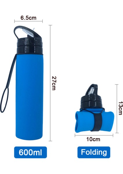 Katlanabilir Su Şişesi - Sızdırmaz Döner Kapaklı - Bpa Içermez, 22 Oz (Mavi) (Yurt Dışından)