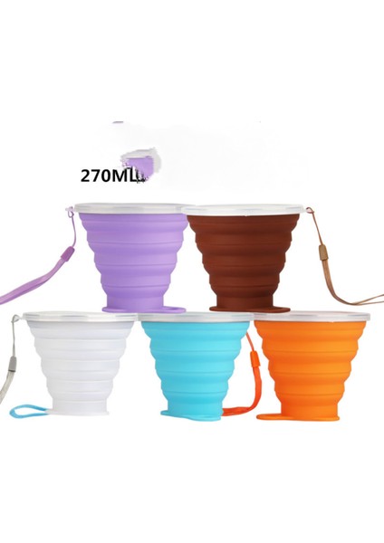 Silikon Katlanabilir Seyahat Kupası - Kapaklı Silikon Katlanır Kamp Bardağı - Genişletilebilir Içme Bardağı Seti - Taşınabilir, Dereceli [9.22OZ] (Şeffaf） (Yurt Dışından) fiyatları