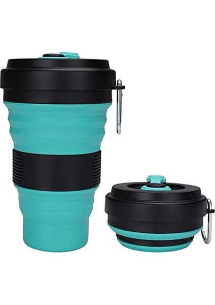 Katlanabilir Seyahat Kupası - 1 Paket Silikon Katlanır Kamp Kupası Kapaklı Spor Şişe - Genişletilebilir Haşlanmaya Karşı Korumalı Içme Bardağı - 19 Oz Taşınabilir Şişe (Yeşil) (Yurt Dışından)