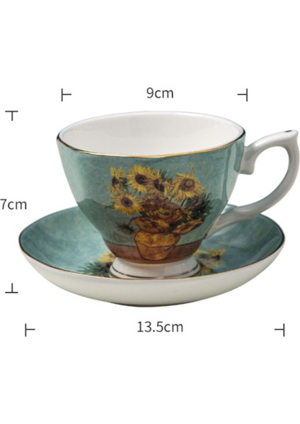 Nc 6.76OZ Kemik Çini Çay Bardağı, Bardak ve Tabak Ile, Van Gogh Ünlü Tablo Ingilizce Ikindi Çayı Fincan Seti, Ev Kahve Fincanı Kemik Çini Fincan-Ayçiçekleri (Yurt Dışından) indirimleri