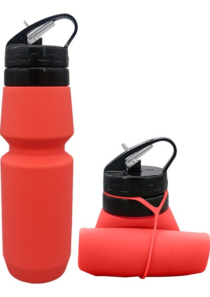Açık Spor Bisiklet Su Bardağı Katlanabilir Gıda Sınıfı Silikon Dağcılık Su Isıtıcısı Tutku Kırmızı 500ML (Yurt Dışından)