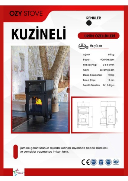 OZYSTOVE Kuzineli Pelet Sobası