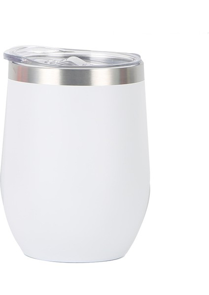 Yumurtalık Paslanmaz Çelik Yaratıcı U Şeklinde Kırmızı Şarap Termos Bardak Büyük Göbek 12OZ Yumurta Kabuğu Bardak Yıldız Mat Beyaz Kenar Boşluğu (Yurt Dışından)