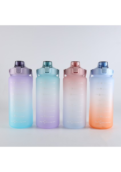 Degrade Renk Büyük Kapasiteli Buzlu Su Bardağı Saman Taşınabilir Açık Hava Sporları Su Şişesi Tozu 2000 ml (Yurt Dışından) fiyatları