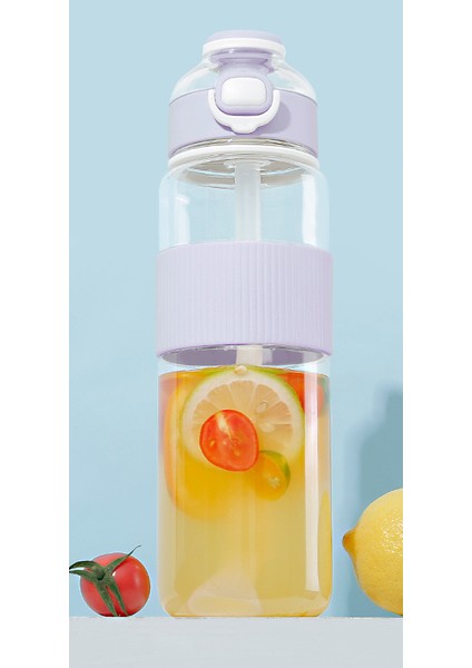 Yaz Yüksek Değerli Büyük Kapasiteli Su Bardağı Spor Fitness Taşınabilir Saman Yüksek Sıcaklık Açık Su Bardağı Ay Ateşi Mor 720ML (Yurt Dışından)