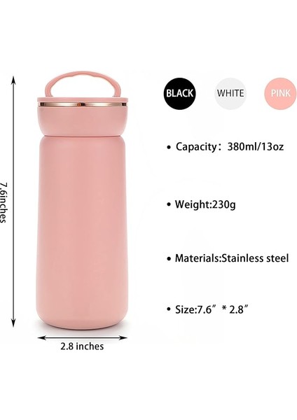 Vakum Yalıtımlı Sıcak Su Şişesi Paslanmaz Çelik Şişe Seyahat Kupa Kahve Fincanı 13 Oz, Pembe (Yurt Dışından) modelleri