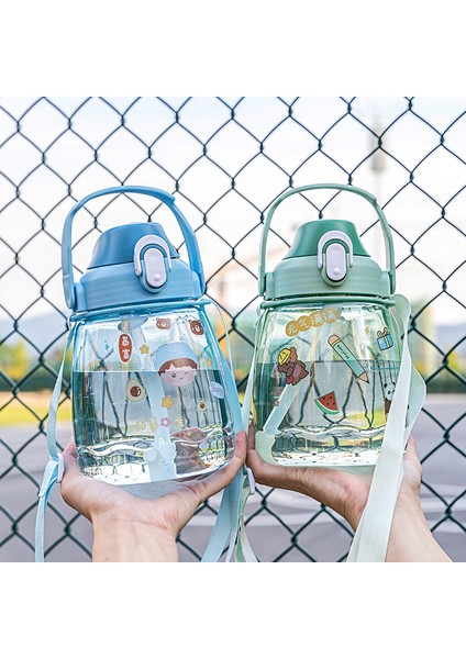 Büyük Göbek Kupası Sevimli Saman Düz Içme Çift Su Bardağı Yüksek Değerli Açık Hava Taşınabilir Diyagonal Taşınabilir Su Isıtıcısı Pembe 1300 ml [çıkartmalar Gönder] (Yurt Dışından) fiyatları