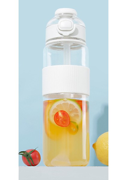 Yaz Yüksek Değerli Büyük Kapasiteli Su Bardağı Spor Fitness Taşınabilir Saman Yüksek Sıcaklık Açık Su Bardağı Muson Beyaz 720ML (Yurt Dışından)