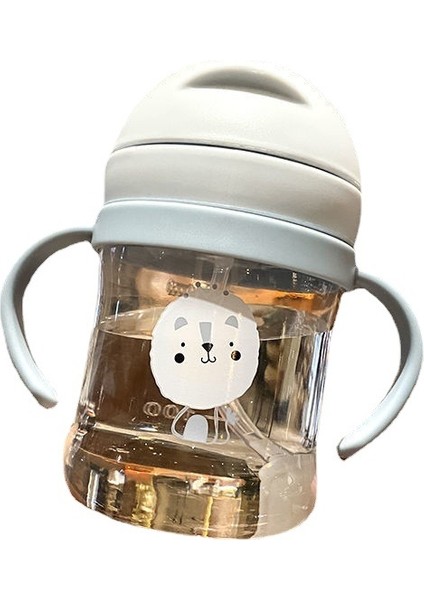 Çocuk Karikatür Hayvan Okulu Içme Suyu Pipetli Şişe Yerçekimi Topu Saman 250 ml Bebek Fincan Omuz Askılı Şişe Anti-Damla (Pus Mavisi) (Yurt Dışından) modelleri