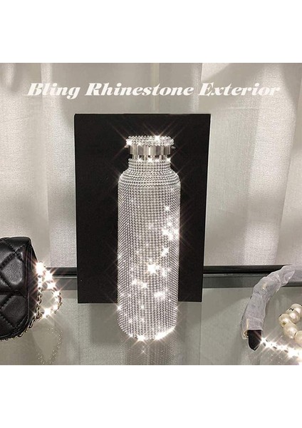 Elmas Vakum Termos Şişesi, Bling Elmas Termos Glitter Termos Bardaklar, Yüksek Dereceli Paslanmaz Çelik Sızdırmaz Zincirli Su Şişesi (500ML, Siyah) (Yurt Dışından) fiyatları