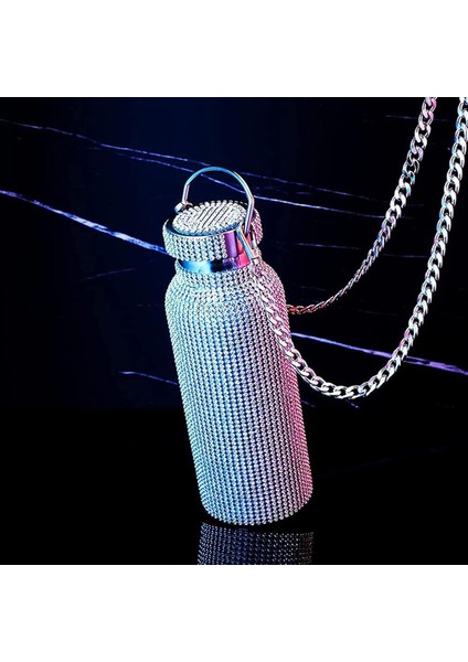 Elmas Vakum Termos Şişesi, Bling Elmas Termos Glitter Termos Bardaklar, Yüksek Dereceli Paslanmaz Çelik Sızdırmaz Zincirli Su Şişesi (500ML, Siyah) (Yurt Dışından) fırsatları