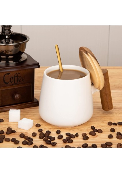 Seramik Kahve Kupa, Ofis ve Ev Için Çay Bardağı, Kapaklı ve Kahve Kaşığı ile 14 Oz Kahve Fincanları, Doğum Günü, Yılbaşı Hediyeleri, Ev Isınma Hediyeleri Yeni Ev, 1 Paket (Beyaz) (Yurt Dışından) modelleri