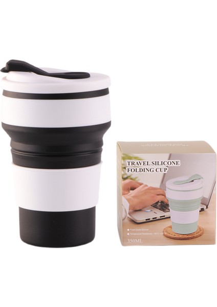 Kahve Fincanı - Cep Boyutunda Katlanabilir Silikon Seyahat Kupası, 12OZ / 355ML （siyah） (Yurt Dışından)