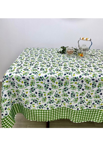Dertsiz Zeytin Desenli Masa Örtüsü