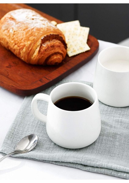 Kakao, Süt, Çay Veya Su Gibi Sıcak Veya Soğuk Içecekler Için Saplı 4 - 12 Ons Bardak Porselen Kahve Kupa Seti - Modern Tasarımlı Pürüzsüz Seramik, Beyaz (Yurt Dışından) fırsatları