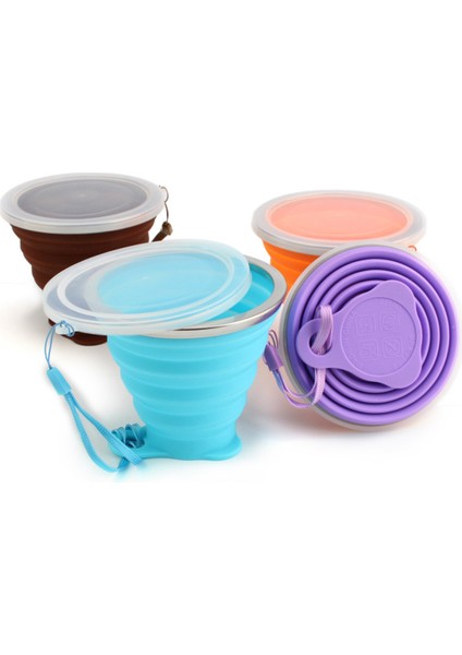 Silikon Katlanabilir Seyahat Kupası - Kapaklı Silikon Katlanır Kamp Bardağı - Genişletilebilir Içme Bardağı Seti - Taşınabilir, Dereceli [9.22OZ]（MOR） (Yurt Dışından) fiyatları