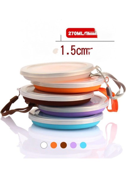 Silikon Katlanabilir Seyahat Kupası - Kapaklı Silikon Katlanır Kamp Bardağı - Genişletilebilir Içme Bardağı Seti - Taşınabilir, Dereceli [9.22OZ]（MOR） (Yurt Dışından) fırsatları