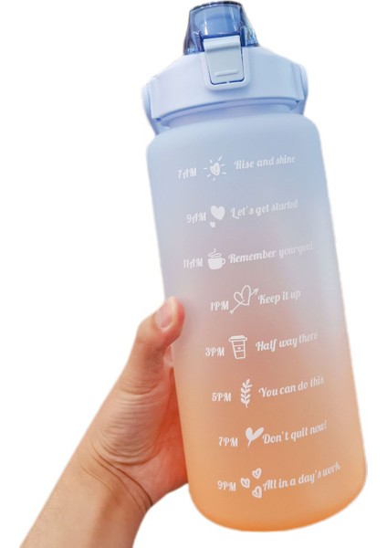 1 Adet Su Şişesi 2 Litre Büyük Kapasiteli Ücretsiz Motivasyon Zaman Işaretleyici ile Fitness Egzersiz Plastik Bardaklar Açık Spor Salonu Içme (Yurt Dışından)