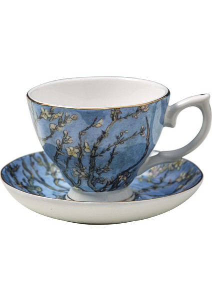 Nc 6.76OZ Kemik Çini Çay Bardağı, Bardak ve Tabak Ile, Van Gogh Ünlü Tablo Ingilizce Ikindi Çayı Fincan Seti, Ev Kahve Fincanı Kemik Çini Fincan-Badem Çiçekleri (Yurt Dışından)