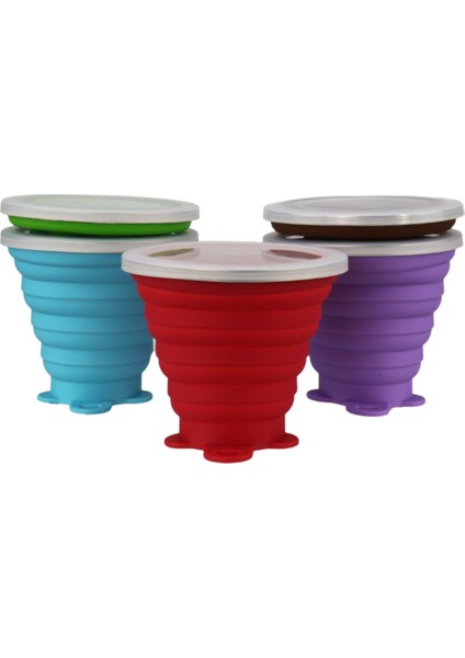 Silikon Katlanabilir Seyahat Kupası - Kapaklı Silikon Katlanır Kamp Bardağı - Genişletilebilir Içme Bardağı Seti - Taşınabilir, Dereceli [9.2oz] （mor) (Yurt Dışından)