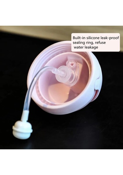 Çocuk Karikatür Hayvan Okul Içme Suyu Pipetli Şişe Yerçekimi Topu Saman 250 ml Bebek Fincan Omuz Askılı Şişe Anti-Damla (Pembe) (Yurt Dışından) modelleri