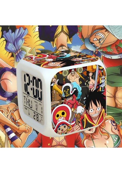 Anime Çalar Saat Tek Parça LED Kare Saat Zaman, Sıcaklık, Alarm, Tarih ile Dijital Çalar Saat (Yurt Dışından)