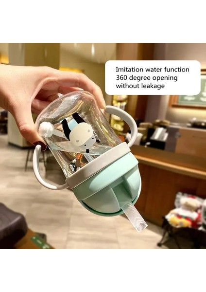 Çocuk Karikatür Hayvan Okulu Içme Suyu Pipetli Şişe Yerçekimi Topu Saman 250 ml Bebek Fincan Omuz Askılı Şişe Anti-Damla (Yeşil) (Yurt Dışından) modelleri