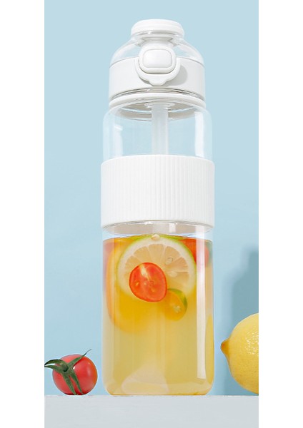 Yaz Yüksek Değerli Büyük Kapasiteli Su Bardağı Spor Fitness Taşınabilir Saman Yüksek Sıcaklık Açık Su Bardağı Muson Beyaz 1100ML (Yurt Dışından)