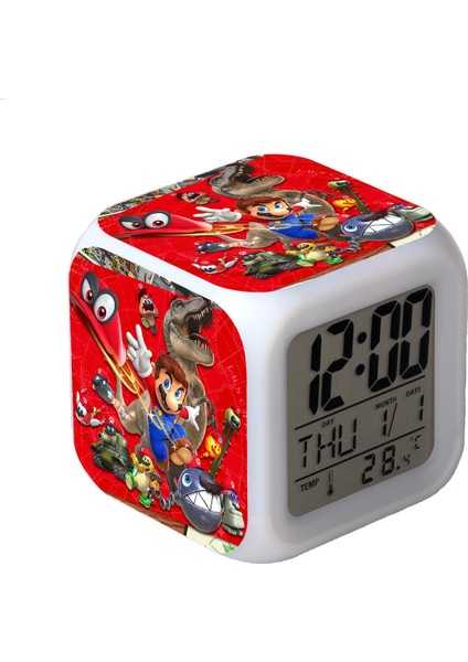 R-Timer Super Mario Bros 7 Renk Değiştirilebilir Dijital Çalar Saat, Zaman, Sıcaklık, Alarm, Tarih (Yurt Dışından)