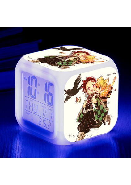 Wekity Anime Çalar Saat Tek Parça LED Kare Saat Zaman, Sıcaklık, Alarm, Tarih ile Dijital Çalar Saat (Yurt Dışından)