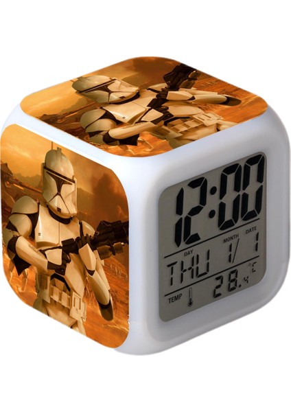 Yıldız Savaşları Çalar Saat Filmi Güç Uyanıyor LED Çalar Saat Kare Saat Zaman, Sıcaklık, Alarm, Tarih Özellikli Dijital Çalar Saat (Yurt Dışından)