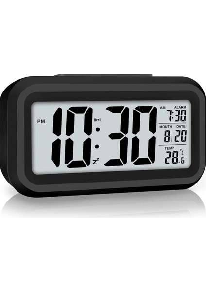 LED Ekran Dijital Çalar Saat Pille Çalışan Akıllı Gece Lambası Çocuklar Için Kolay Kullanım Saati Ağır Uyuyanlar Yatak Odası Saati (Siyah) (Yurt Dışından)
